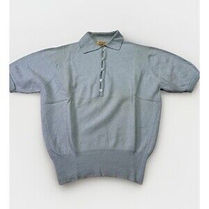 Vintage Hadley Lord & Taylor 100% Cashmere Knit Polo Light Blue 50s/60s S/M